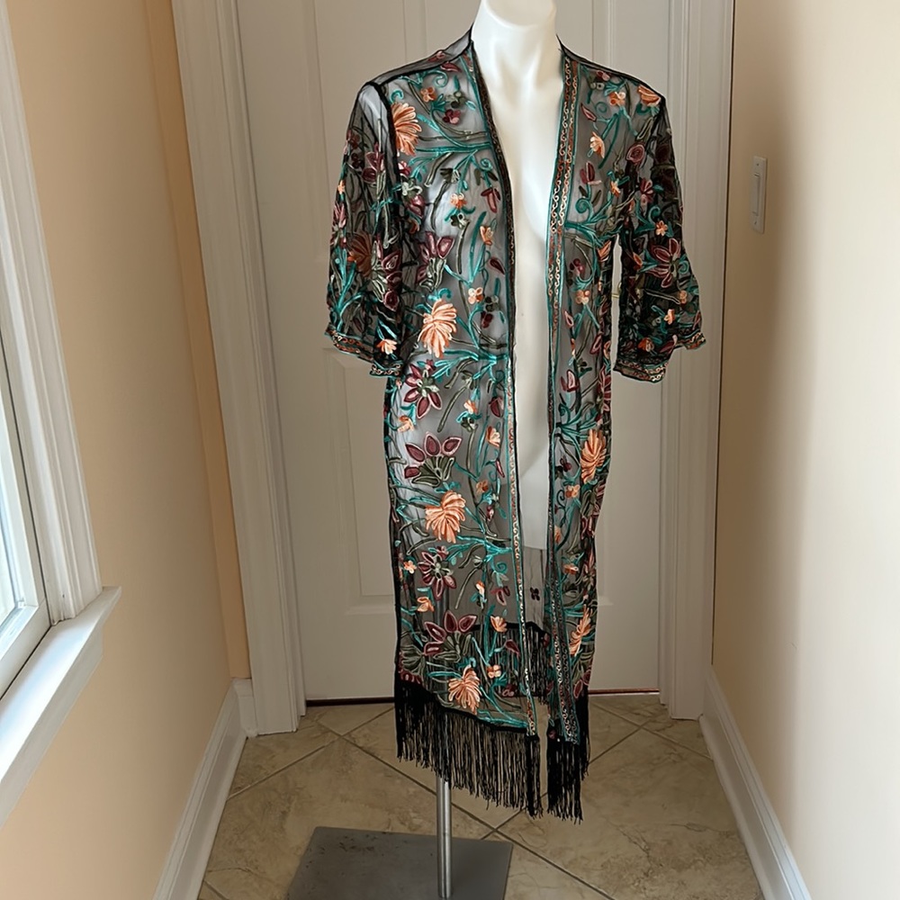 Rebellion sheer embroidery kimono